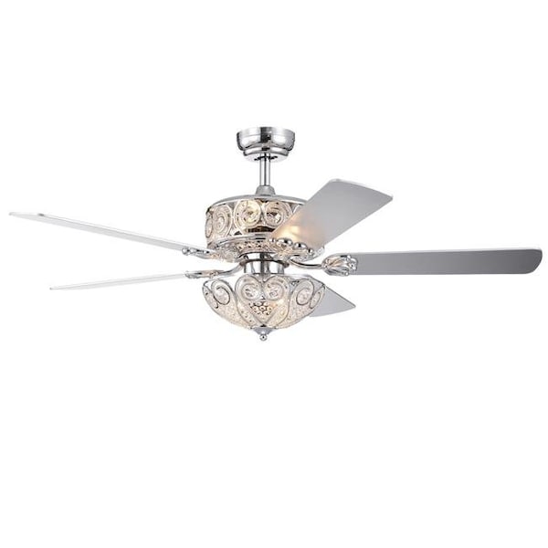 Warehouse Of Tiffany CFL-8370REMO-CH 52 in. Catalina 5-Blade Crystal Ceiling Fan; Chrome CFL-8370REMO/CH - main